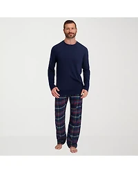 Hanes Mens Crew Neck Long Sleeve 2-pc. Pajama Sets