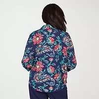 Alfred Dunner Saratoga Springs Womens Round Neck 3/4 Sleeve Layered Top