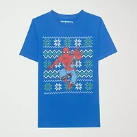 Disney Collection Little & Big Kid Boys Crew Neck Short Sleeve Regular Fit Spiderman Graphic T-Shirt