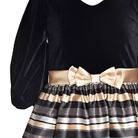 Bonnie Jean Little & Big Kid Girls 3/4 Sleeve Puffed Velvet Fit + Flare Dress