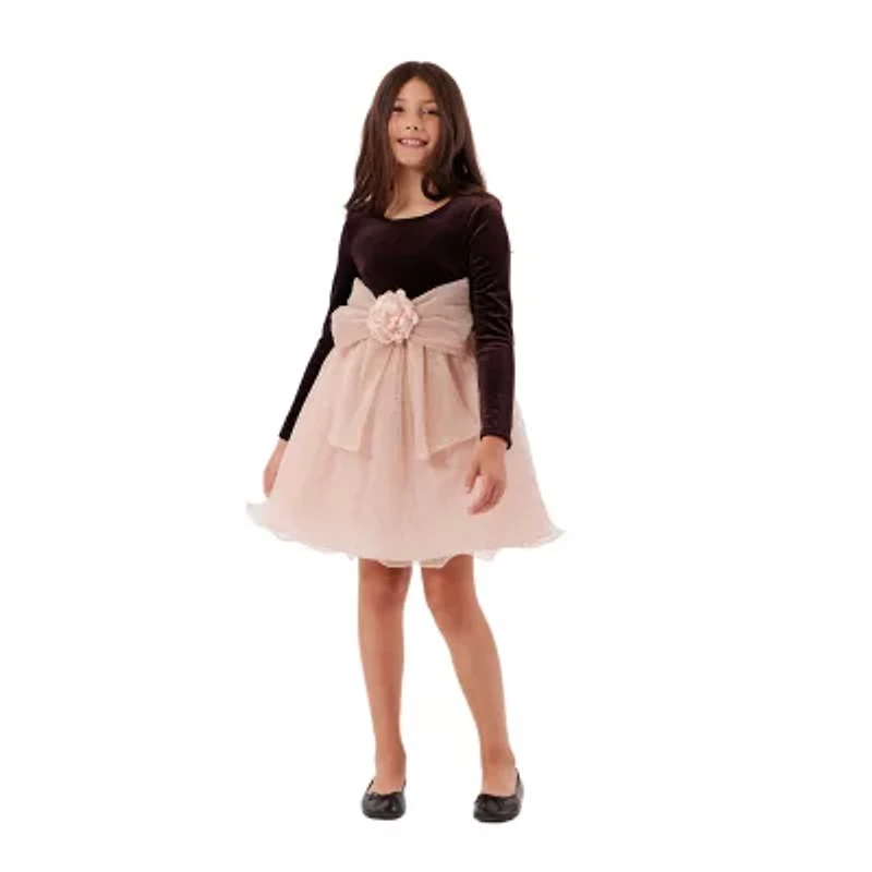Bonnie Jean Little & Big Kid Girls Long Sleeve Velvet Fit + Flare Dress