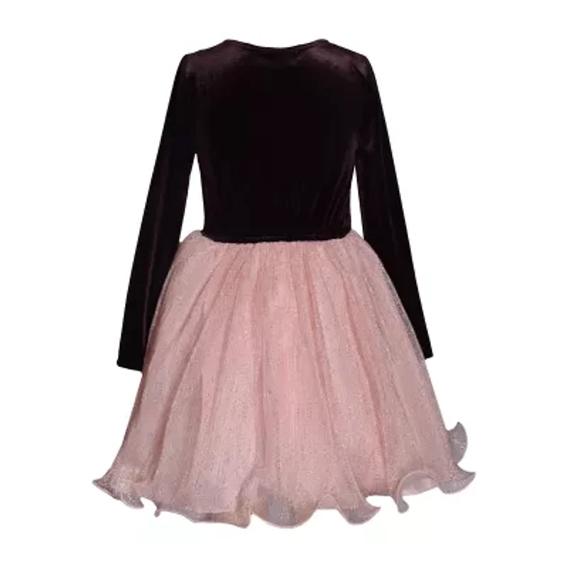 Bonnie Jean Little & Big Kid Girls Long Sleeve Velvet Fit + Flare Dress