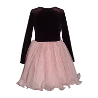Bonnie Jean Little & Big Kid Girls Long Sleeve Velvet Fit + Flare Dress