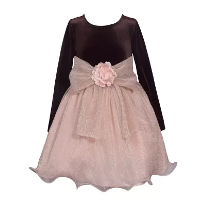 Bonnie Jean Little & Big Kid Girls Long Sleeve Velvet Fit + Flare Dress