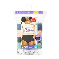 Hanes Ultimate™ Cool Comfort™ Cotton Ultra Soft Womens Average + Full Figure Cooling 7 Pack Brief Panty 40h7cc