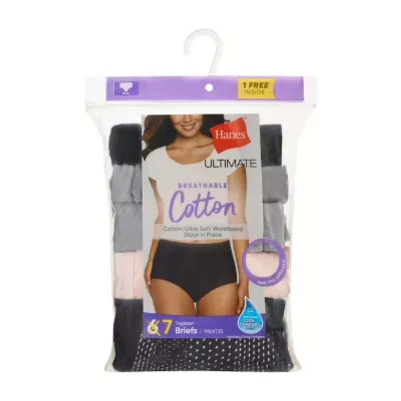 Hanes Ultimate® 6+1 Bonus Pack Breathable Cotton Brief Panties Underwear 40H7CC