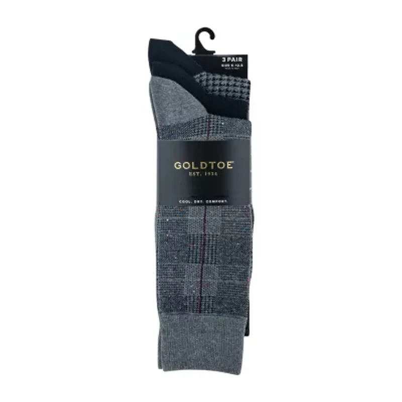 Gold Toe Saville Tweed Mens 3 Pair Crew Socks