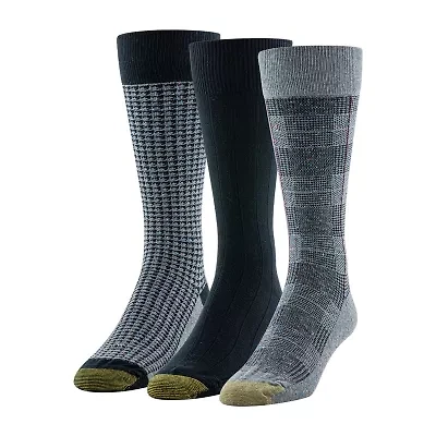 Gold Toe Saville Tweed Mens 3 Pair Crew Socks
