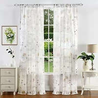 Martha Stewart Garden Print Semi-Sheer Set of 2 Curtain Panel