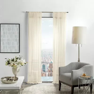 Martha Stewart Glacier Sheer Rod Pocket Sheer Set of 2 Curtain Panel