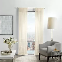 Martha Stewart Glacier Sheer Rod Pocket Sheer Set of 2 Curtain Panel