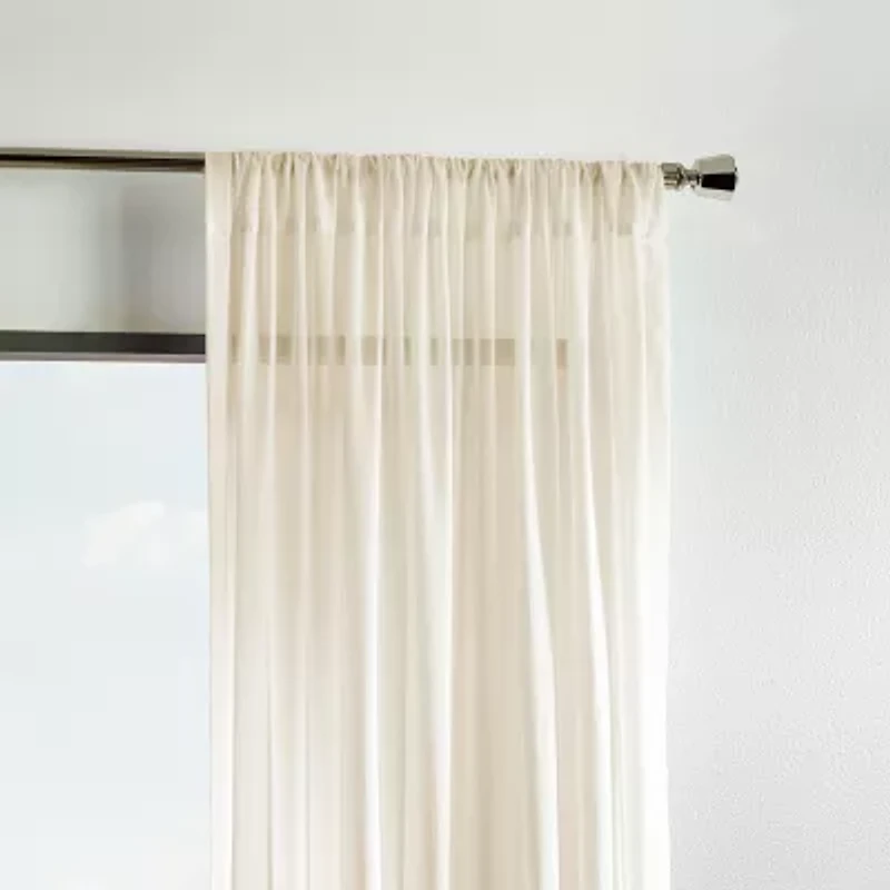 Martha Stewart Glacier Sheer Rod Pocket Sheer Set of 2 Curtain Panel