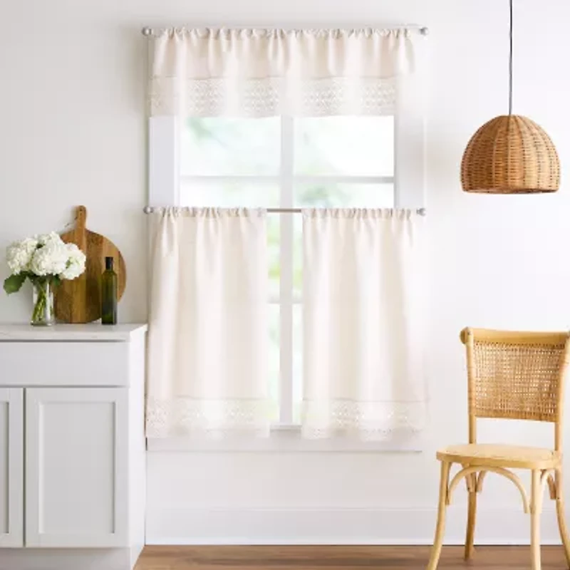 Peri Home Bahia 3-pc. Rod Pocket Kitchen Curtains & Drapes Window Set