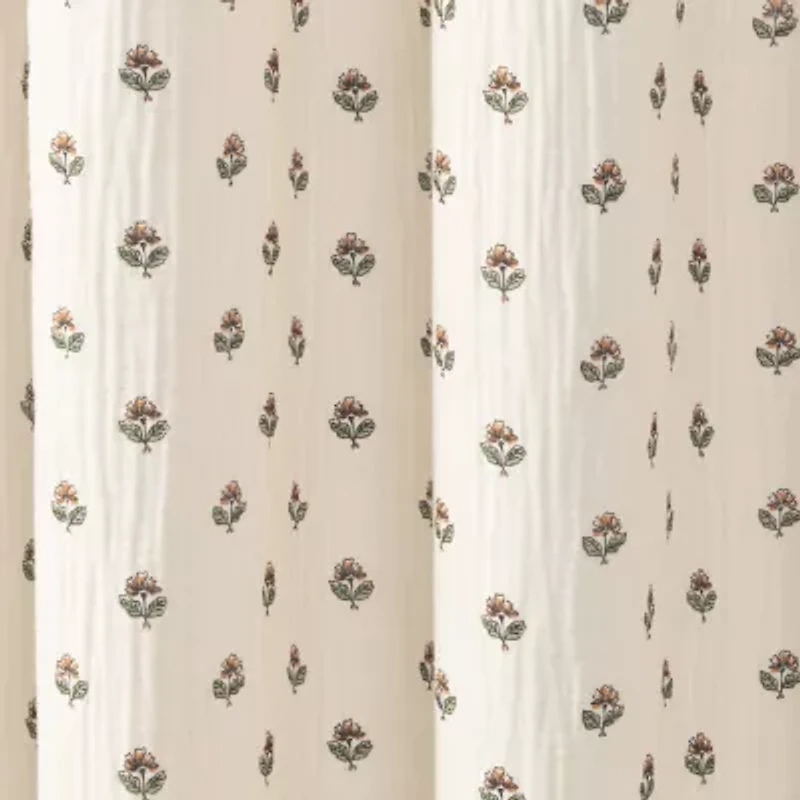 Peri Home Block Print Gauze Shower Curtain