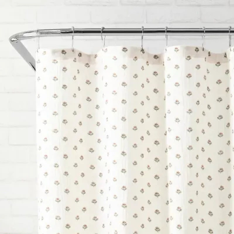 Peri Home Block Print Gauze Shower Curtain