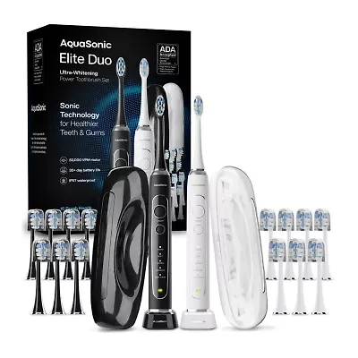 Aquasonic Elite Duo Toothbrush Black and White