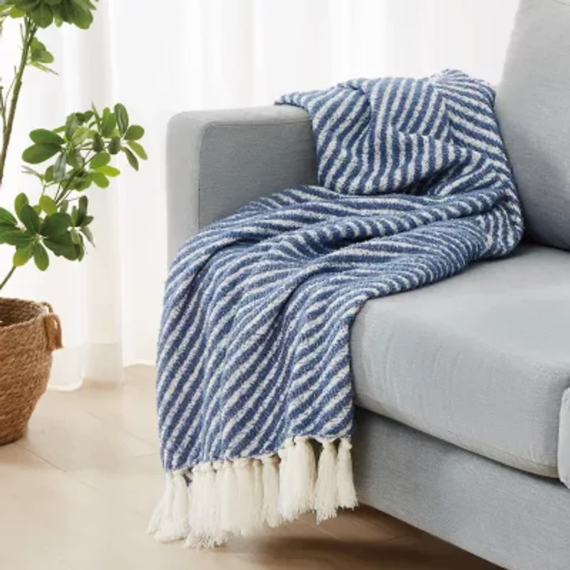 Brooklyn Loom Diagonal Chenille Stripe Throw