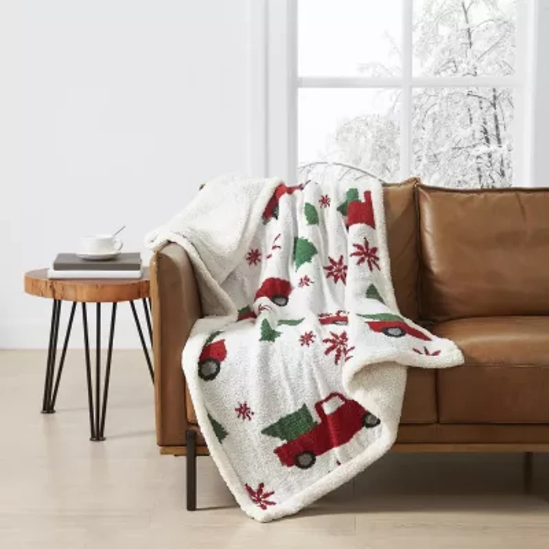 Truly Soft Cozy Tree And Truck Throw