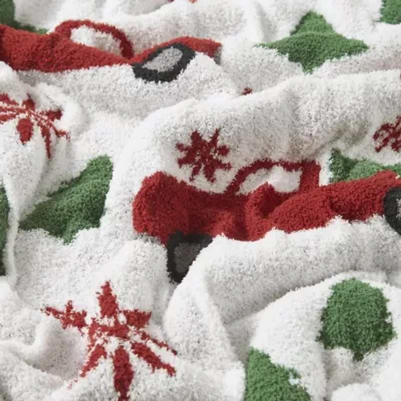 Truly Soft Cozy Tree And Truck Throw