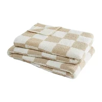 Truly Soft Cozy Checkerboard Reversible Throw