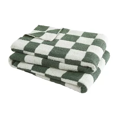 Truly Soft Cozy Checkerboard Reversible Throw