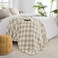 Truly Soft Cozy Checkerboard Reversible Throw