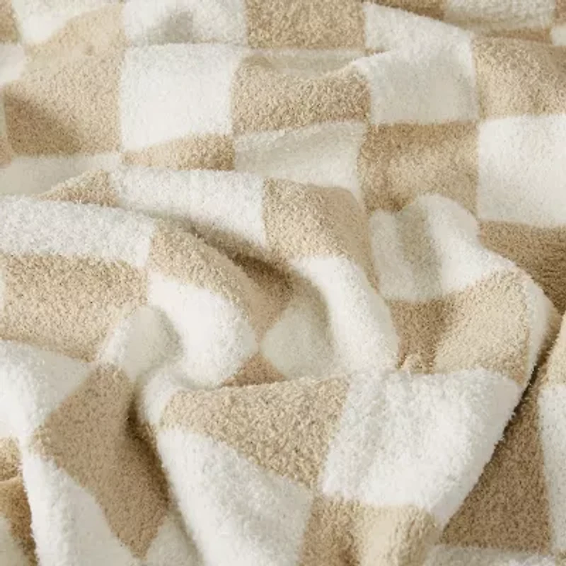 Truly Soft Cozy Checkerboard Reversible Throw