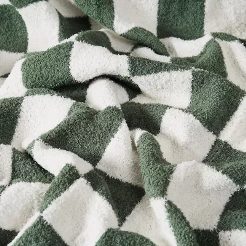 Truly Soft Cozy Checkerboard Reversible Throw