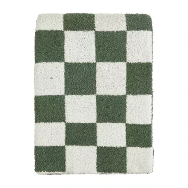 Truly Soft Cozy Checkerboard Reversible Throw