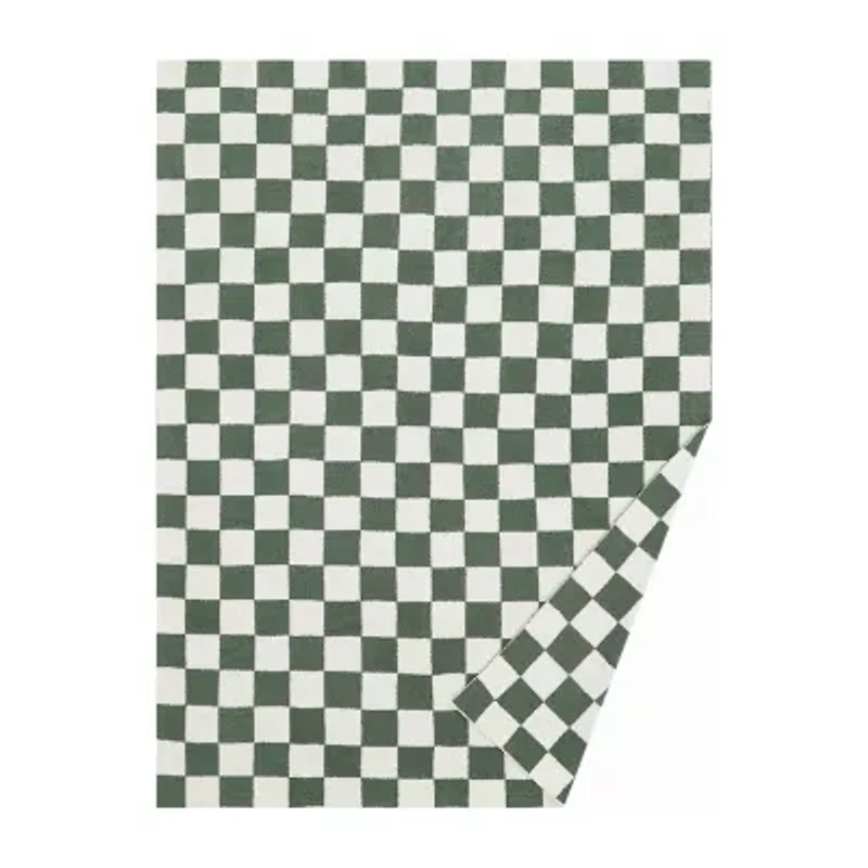 Truly Soft Cozy Checkerboard Reversible Throw