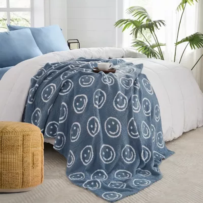 Truly Soft Cozy Smiley Reversible Throw