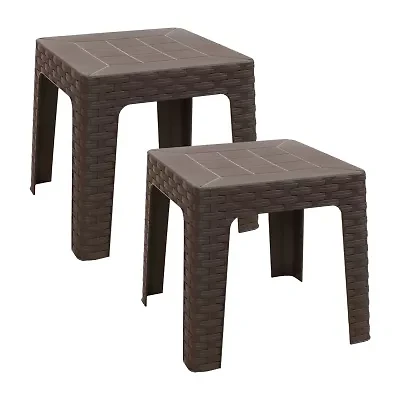 2pc Plastic Square Patio Side Table
