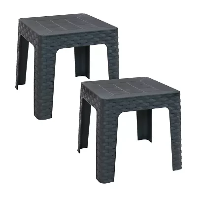 2pc Plastic Square Patio Side Table