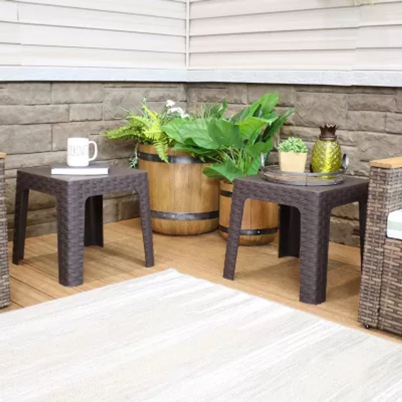 2pc Plastic Square Patio Side Table
