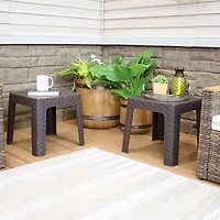 2pc Plastic Square Patio Side Table