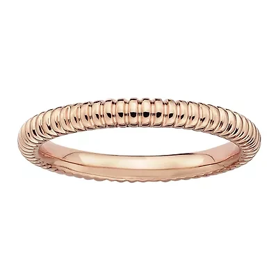 Personally Stackable 14K Rose Gold Over Sterling Silver 3.25 mm Ribbed Ring