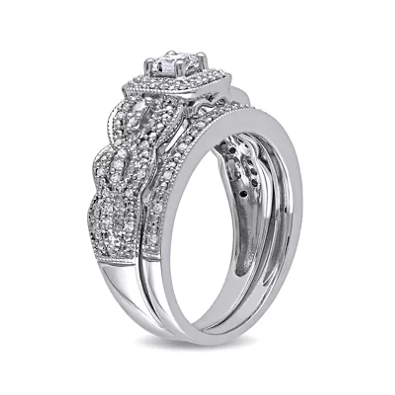1/2 CT. T.W. Diamond 14K White Gold Bridal Ring Set