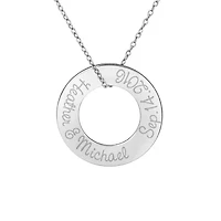 Personalized Sterling Silver 26mm Circle Couple's Name & Date Pendant Necklace
