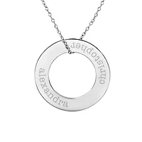 Personalized Sterling Silver 29mm Circle Couple's Name Pendant Necklace