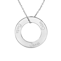 Personalized Sterling Silver 29mm Circle Family Name Pendant Necklace