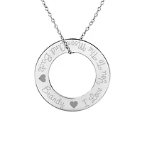 Personalized Sterling Silver 29mm "I Love You To The Moon And Back" Round Pendant Necklace