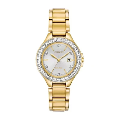 Citizen Silhouette Crystal Womens Crystal Accent Gold Tone Stainless Steel Bracelet Watch Fe1192-58a