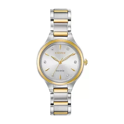Citizen Corso Womens Diamond Accent Two Tone Stainless Steel Bracelet Watch Fe2104-50a