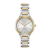 Citizen Corso Womens Diamond Accent Two Tone Stainless Steel Bracelet Watch Fe2104-50a