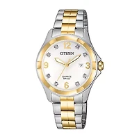 Citizen Quartz Assortment Womens Crystal Accent Two Tone Stainless Steel Bracelet Watch Eu6084-57a