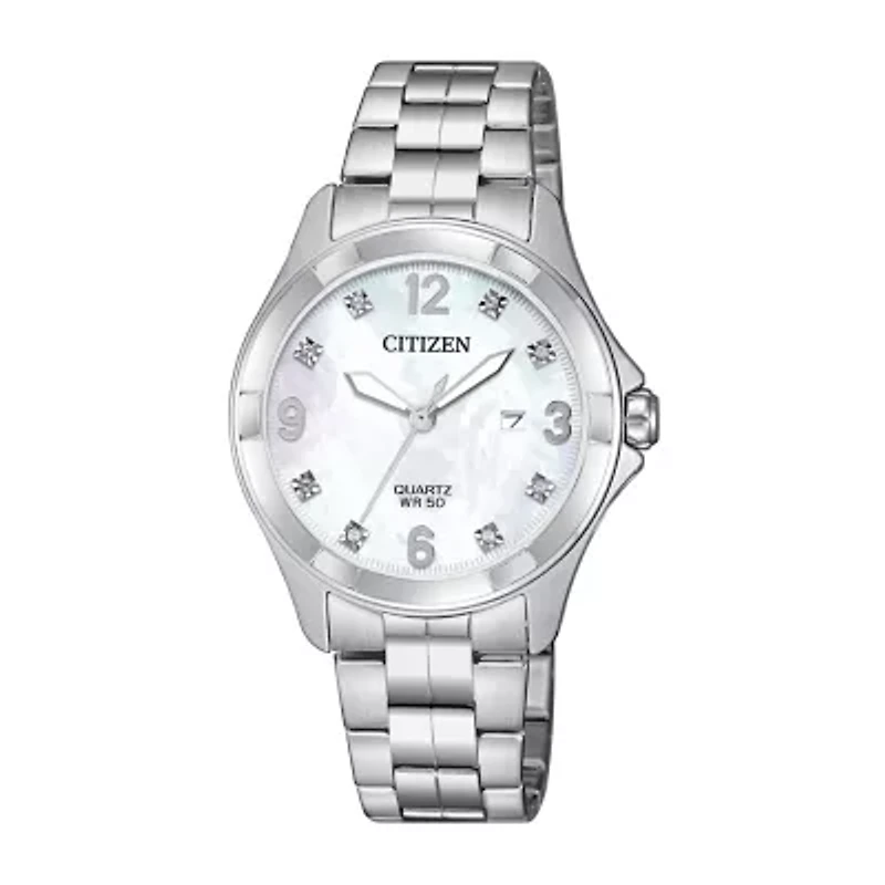 Citizen Quartz Assortment Womens Crystal Accent Silver Tone Stainless Steel Bracelet Watch Eu6080-58d
