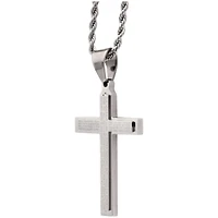 Mens Lord's Prayer 2-pc Stainless Steel Cross Necklace and ID bracelet Jewerly Set