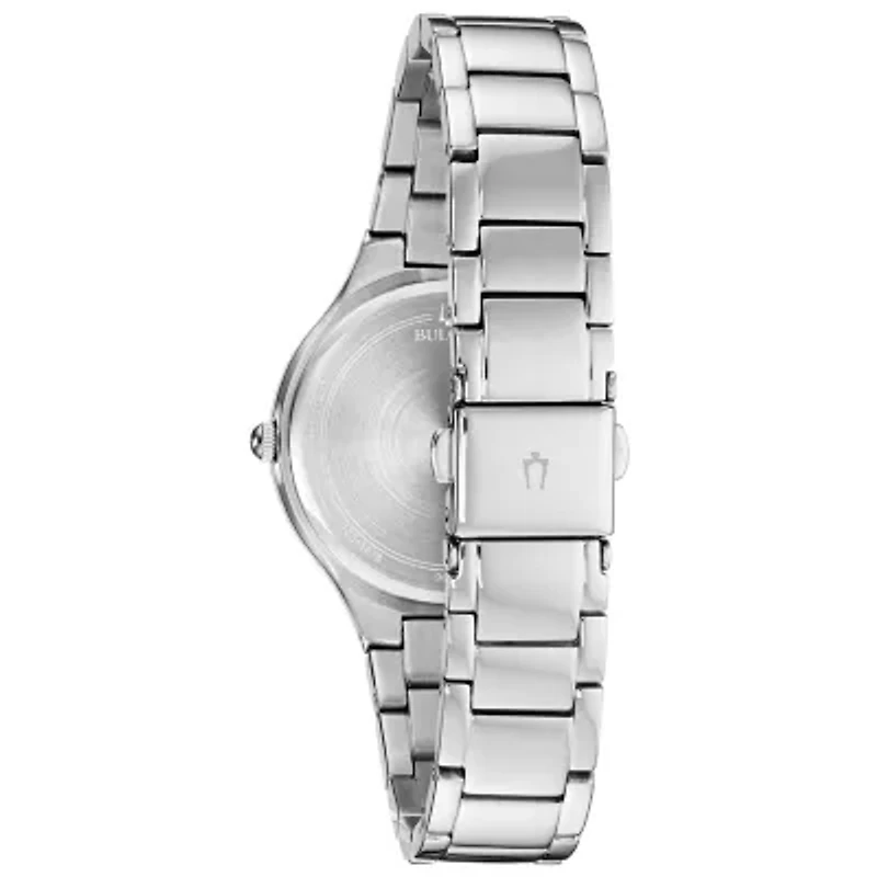 Bulova Crystal Womens Silver Tone Stainless Steel Bracelet Watch 96l264