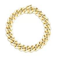Womens 10K Gold 8 1/2 Inch Hollow Link Chain Bracelet