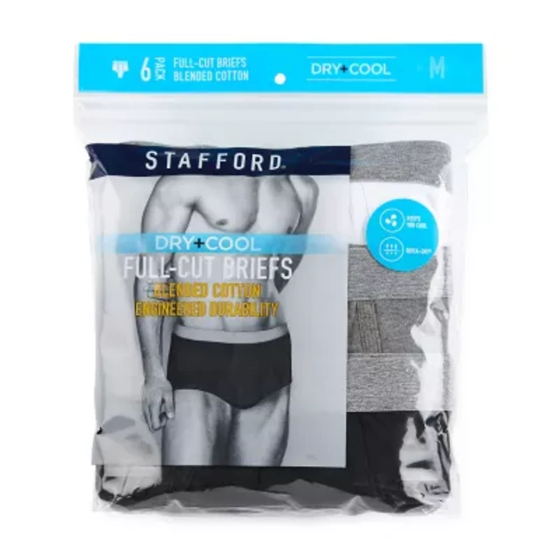Stafford Dry + Cool Full-Cut Mens 6 Pack Briefs 302872